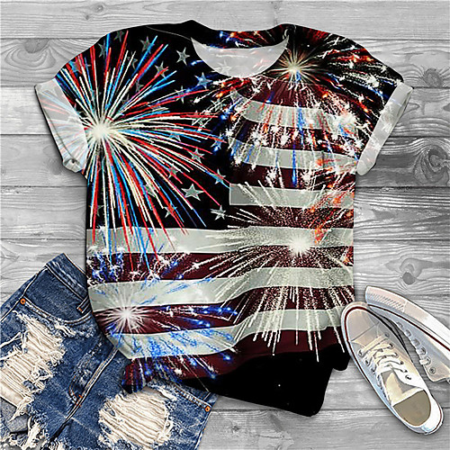 Women's Plus Size Tops T shirt Graphic Flag Print Short Sleeve Crewneck Basic Black Big Size XL XXL 3XL 4XL 5XL / Holiday
Women's Plus Size Tops T shirt Graphic Flag Print Short Sleeve Crewneck Basic Black Big Size XL XXL 3XL 4XL 5XL / Holiday