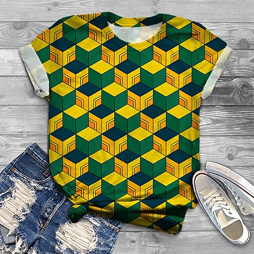 Women's Plus Size Tops T shirt Graphic 3D Geometry Print Short Sleeve Crewneck Basic Yellow Big Size XL XXL 3XL 4XL 5XL / Holiday
Women's Plus Size Tops T shirt Graphic 3D Geometry Print Short Sleeve Crewneck Basic Yellow Big Size XL XXL 3XL 4XL 5XL / Holiday