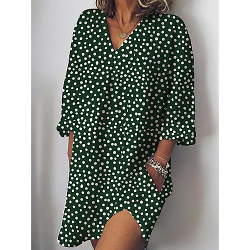 Women's Shift Dress Short Mini Dress Green White Navy Blue 3/4 Length Sleeve Polka Dot Print Spring Summer V Neck Vintage Loose 2021 S M L XL XXL 3XL
Women's Shift Dress Short Mini Dress Green White Navy Blue 3/4 Length Sleeve Polka Dot Print Spring Summer V Neck Vintage Loose 2021 S M L XL XXL 3XL