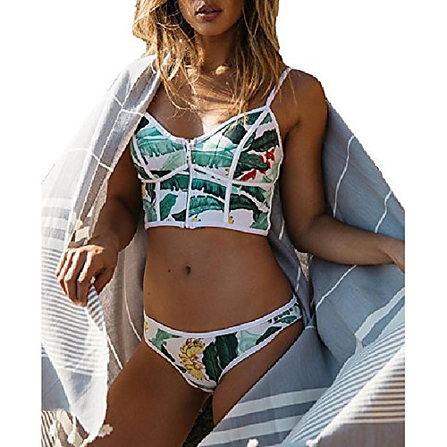 Women's Bikini 2 Piece Swimsuit Slim Leaf White Swimwear Bathing Suits New Vacation Sexy / Padded Bras / Beach
Women's Bikini 2 Piece Swimsuit Slim Leaf White Swimwear Bathing Suits New Vacation Sexy / Padded Bras / Beach