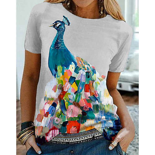 Women's Floral Theme Painting T shirt Graphic Print Round Neck Basic Tops Gray
Women's Floral Theme Painting T shirt Graphic Print Round Neck Basic Tops Gray