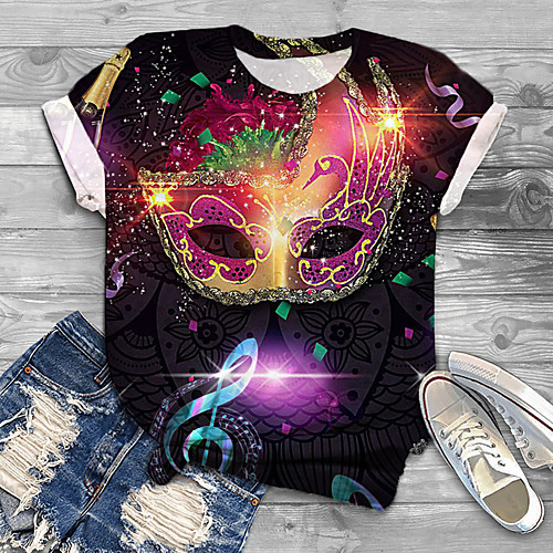 Women's Plus Size Tops T shirt Graphic Feathers Mask Print Short Sleeve Round Neck Big Size / Holiday
Women's Plus Size Tops T shirt Graphic Feathers Mask Print Short Sleeve Round Neck Big Size / Holiday