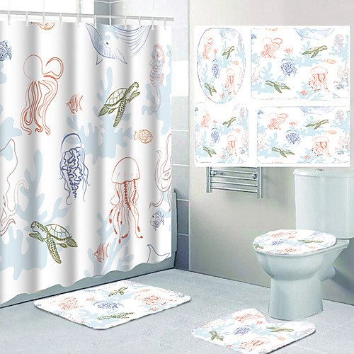 Four-piece Set of Waterproof Shower Curtain and Hook Cushion for Bathroom Casual Decoration
Four-piece Set of Waterproof Shower Curtain and Hook Cushion for Bathroom Casual Decoration