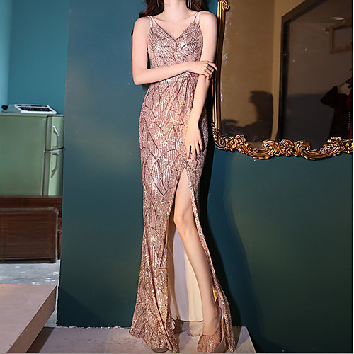 A-Line Sparkle Sexy Wedding Guest Formal Evening Dress Spaghetti Strap Sleeveless Floor Length Sequined with Sequin Split 2021
A-Line Sparkle Sexy Wedding Guest Formal Evening Dress Spaghetti Strap Sleeveless Floor Length Sequined with Sequin Split 2021