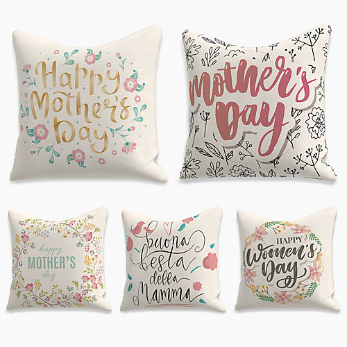 Double Side Mother's Day Cushion Cover 5PC Faux Linen Soft Decorative Square Throw Pillow Cover Cushion Case Pillowcase for Sofa Bedroom 45 x 45 cm (18 x 18 Inch) Superior Quality Machine Washable
Double Side Mother's Day Cushion Cover 5PC Faux Linen Soft Decorative Square Throw Pillow Cover Cushion Case Pillowcase for Sofa Bedroom 45 x 45 cm (18 x 18 Inch) Superior Quality Machine Washable