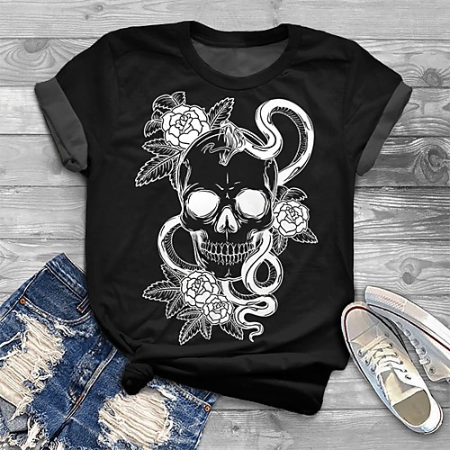 Women's Plus Size Tops T shirt Graphic Skull Print Short Sleeve Crewneck Basic Fall Spring Black Big Size XL XXL 3XL 4XL 5XL
Women's Plus Size Tops T shirt Graphic Skull Print Short Sleeve Crewneck Basic Fall Spring Black Big Size XL XXL 3XL 4XL 5XL