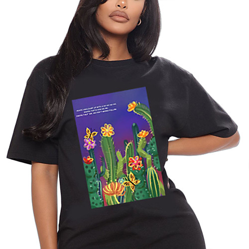 Women's T shirt Floral Plants Print Round Neck Tops 100% Cotton Basic Basic Top White Black
Women's T shirt Floral Plants Print Round Neck Tops 100% Cotton Basic Basic Top White Black