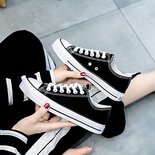 Women's Sneakers Canvas Shoes Flat Heel Round Toe Rubber Solid Colored Black
Women's Sneakers Canvas Shoes Flat Heel Round Toe Rubber Solid Colored Black