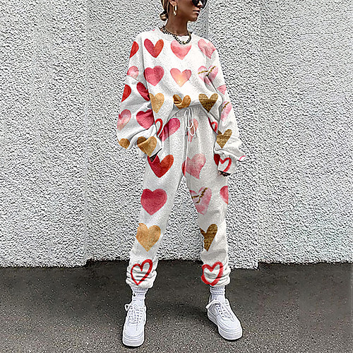 Women's Basic Streetwear Heart Vacation Casual / Daily Two Piece Set Tracksuit T shirt Pant Loungewear Jogger Pants Drawstring Print Tops
Women's Basic Streetwear Heart Vacation Casual / Daily Two Piece Set Tracksuit T shirt Pant Loungewear Jogger Pants Drawstring Print Tops