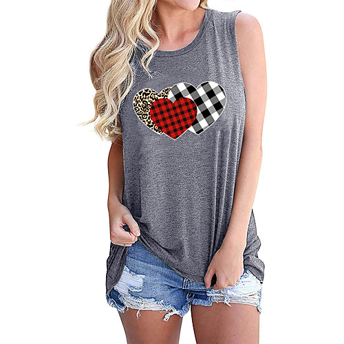 Women's Holiday Tank Top Vest T shirt Plaid Graphic Heart Print Round Neck Basic Tops Blue Purple Light gray / Going out
Women's Holiday Tank Top Vest T shirt Plaid Graphic Heart Print Round Neck Basic Tops Blue Purple Light gray / Going out