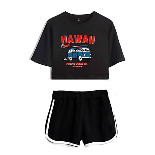 Women's Basic Streetwear Print Letter Vacation Casual / Daily Two Piece Set Crop Top Tracksuit T shirt Loungewear Shorts Print Tops
Women's Basic Streetwear Print Letter Vacation Casual / Daily Two Piece Set Crop Top Tracksuit T shirt Loungewear Shorts Print Tops