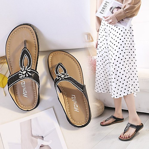 Women's Slippers & Flip-Flops Flat Heel Open Toe Rubber Rhinestone Sequin Solid Colored Black Gold
Women's Slippers & Flip-Flops Flat Heel Open Toe Rubber Rhinestone Sequin Solid Colored Black Gold