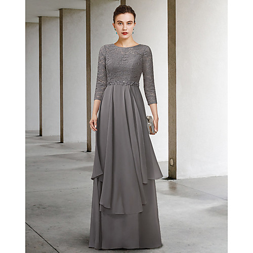 A-Line Mother of the Bride Dress Elegant Jewel Neck Floor Length Chiffon Lace Half Sleeve with Pleats Ruffles 2021
A-Line Mother of the Bride Dress Elegant Jewel Neck Floor Length Chiffon Lace Half Sleeve with Pleats Ruffles 2021