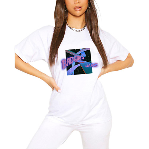 Women's T shirt Graphic Letter Print Round Neck Tops 100% Cotton Basic Basic Top White Black
Women's T shirt Graphic Letter Print Round Neck Tops 100% Cotton Basic Basic Top White Black