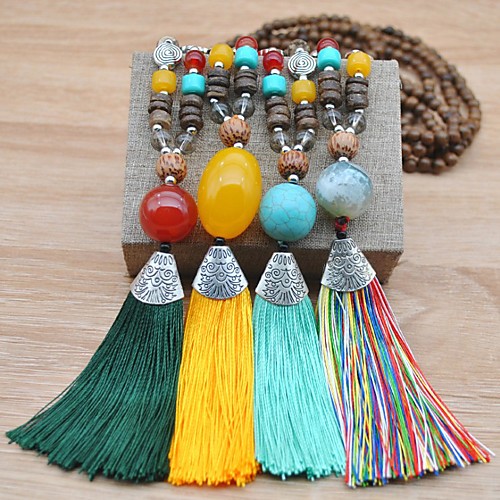 Women's Turquoise Long Necklace Tassel Artistic European Folk Style Boho Wood Fabric Stone Blue Yellow Green Rainbow 51-80 cm Necklace Jewelry 1pc For Party Evening Street Gift Prom Festival
Women's Turquoise Long Necklace Tassel Artistic European Folk Style Boho Wood Fabric Stone Blue Yellow Green Rainbow 51-80 cm Necklace Jewelry 1pc For Party Evening Street Gift Prom Festival