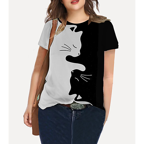 Women's Plus Size Tops T shirt Cat Graphic Animal Print Short Sleeve Crewneck Basic Black Big Size XL XXL 3XL 4XL 5XL / Holiday / Going out
Women's Plus Size Tops T shirt Cat Graphic Animal Print Short Sleeve Crewneck Basic Black Big Size XL XXL 3XL 4XL 5XL / Holiday / Going out
