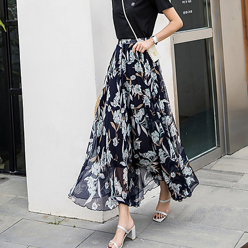 Women's Vacation Beach Casual Streetwear Chiffon Swing Skirts Floral / Botanical Layered Mesh Print Green Navy Blue Beige / Maxi / Loose
Women's Vacation Beach Casual Streetwear Chiffon Swing Skirts Floral / Botanical Layered Mesh Print Green Navy Blue Beige / Maxi / Loose