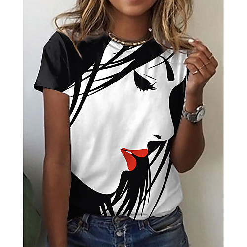 Women's Portrait T shirt Graphic Portrait Print Round Neck Basic Tops White Blue Blushing Pink
Women's Portrait T shirt Graphic Portrait Print Round Neck Basic Tops White Blue Blushing Pink