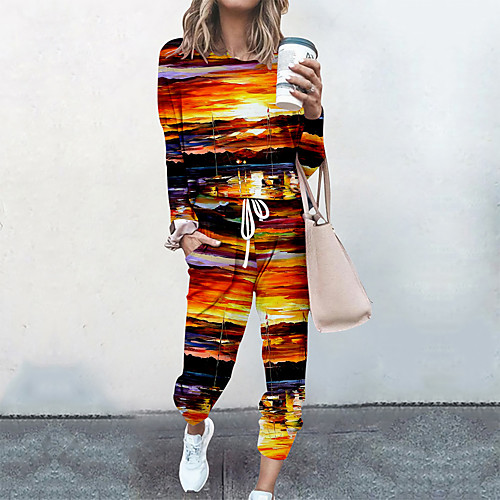 Women's Basic Streetwear Landscape Vacation Casual / Daily Two Piece Set Tracksuit T shirt Pant Loungewear Jogger Pants Drawstring Print Tops
Women's Basic Streetwear Landscape Vacation Casual / Daily Two Piece Set Tracksuit T shirt Pant Loungewear Jogger Pants Drawstring Print Tops