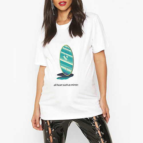 Women's T shirt Graphic Print Round Neck Tops 100% Cotton Basic Basic Top White Black
Women's T shirt Graphic Print Round Neck Tops 100% Cotton Basic Basic Top White Black