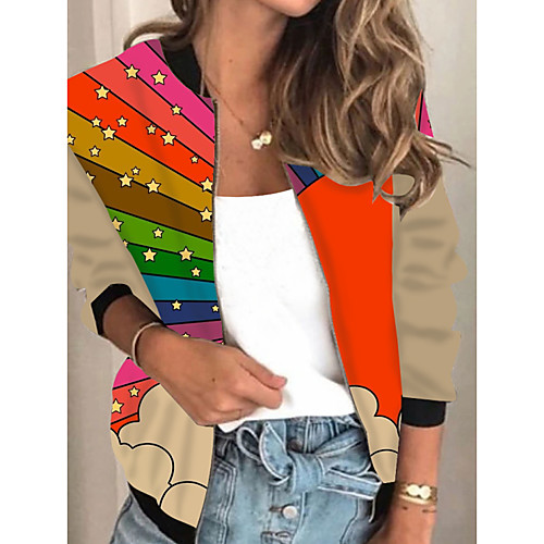 Women's Jacket Daily Fall Spring Regular Coat Regular Fit Casual Jacket Long Sleeve Color Block Print Red
Women's Jacket Daily Fall Spring Regular Coat Regular Fit Casual Jacket Long Sleeve Color Block Print Red