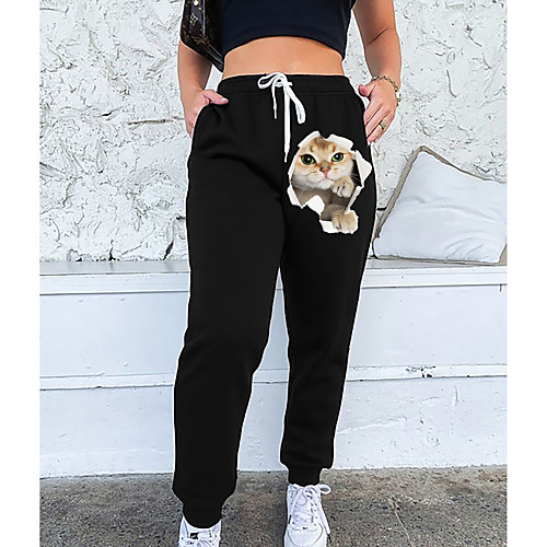 Women's Streetwear Sweatpants Comfort Going out Weekend Jogger Pants Cat 3D Animal Full Length Elastic Drawstring Design Print Black
Women's Streetwear Sweatpants Comfort Going out Weekend Jogger Pants Cat 3D Animal Full Length Elastic Drawstring Design Print Black