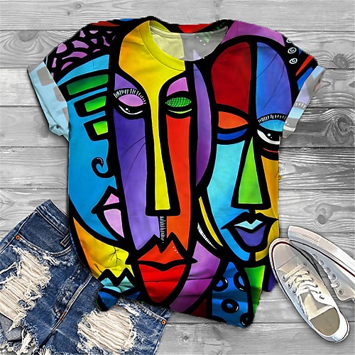 Women's Plus Size Tops T shirt Graphic Abstract Portrait Print Short Sleeve Crewneck Basic Blue Big Size XL XXL 3XL 4XL 5XL / Holiday
Women's Plus Size Tops T shirt Graphic Abstract Portrait Print Short Sleeve Crewneck Basic Blue Big Size XL XXL 3XL 4XL 5XL / Holiday