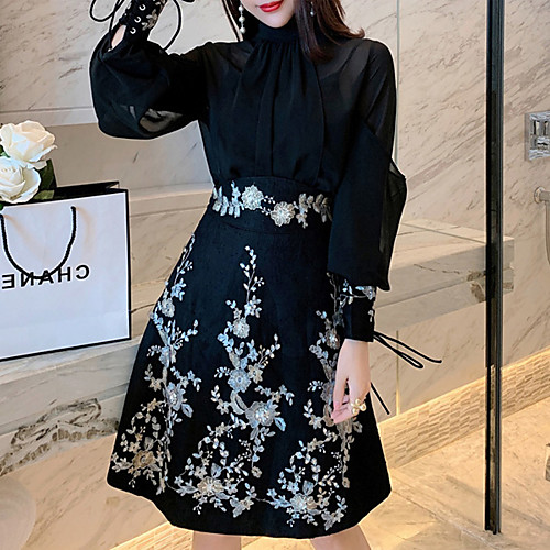 Two Piece Little Black Dress Elegant Homecoming Cocktail Party Dress High Neck Long Sleeve Knee Length Chiffon with Embroidery 2021
Two Piece Little Black Dress Elegant Homecoming Cocktail Party Dress High Neck Long Sleeve Knee Length Chiffon with Embroidery 2021