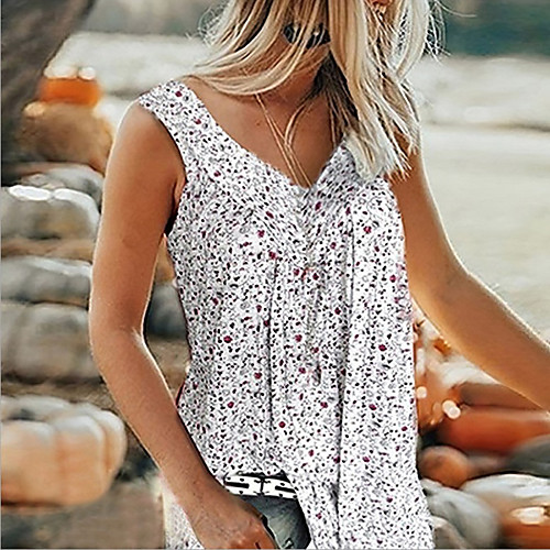 Women's Going out Blouse Tank Top Vest Graphic Print V Neck Elegant Tops White Blue Blushing Pink
Women's Going out Blouse Tank Top Vest Graphic Print V Neck Elegant Tops White Blue Blushing Pink