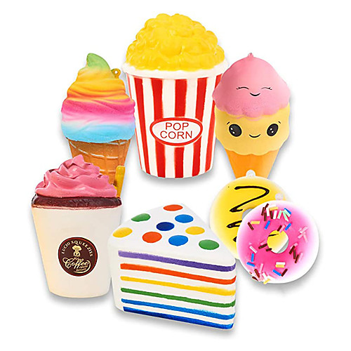 Slow Rising Jumbo SQUISHIES Set Pack of 7 - Rainbow Triangle Cake, Frappuccino, Popcorn, Donuts X2 & Ice Cream X2, Kawaii Squishy Toys or Stress Relief Toys Sticker Come with The Squishys
Slow Rising Jumbo SQUISHIES Set Pack of 7 - Rainbow Triangle Cake, Frappuccino, Popcorn, Donuts X2 & Ice Cream X2, Kawaii Squishy Toys or Stress Relief Toys Sticker Come with The Squishys
