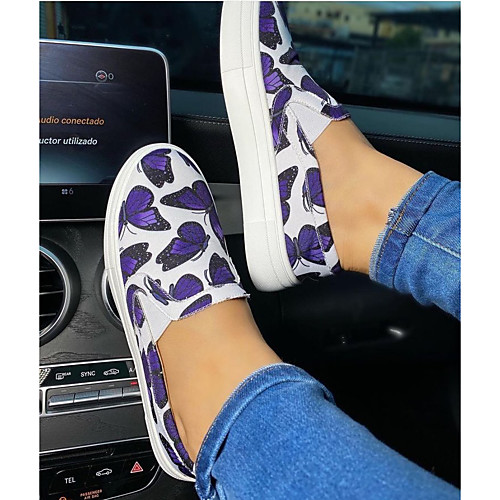 Women's Loafers & Slip-Ons Slip-on Sneakers Flat Heel Closed Toe Canvas 3D White Purple Red
Women's Loafers & Slip-Ons Slip-on Sneakers Flat Heel Closed Toe Canvas 3D White Purple Red