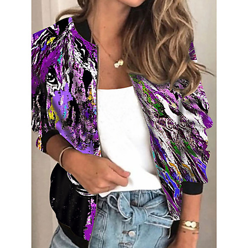 Women's Jacket Daily Fall Spring Regular Coat Regular Fit Casual Jacket Long Sleeve Scenery Print Purple
Women's Jacket Daily Fall Spring Regular Coat Regular Fit Casual Jacket Long Sleeve Scenery Print Purple