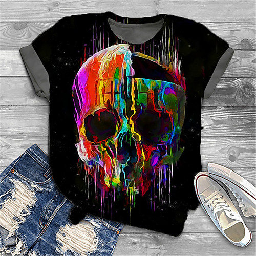 Women's Plus Size Tops T shirt Graphic Skull Print Short Sleeve Crewneck Basic Black Big Size XL XXL 3XL 4XL 5XL / Holiday
Women's Plus Size Tops T shirt Graphic Skull Print Short Sleeve Crewneck Basic Black Big Size XL XXL 3XL 4XL 5XL / Holiday