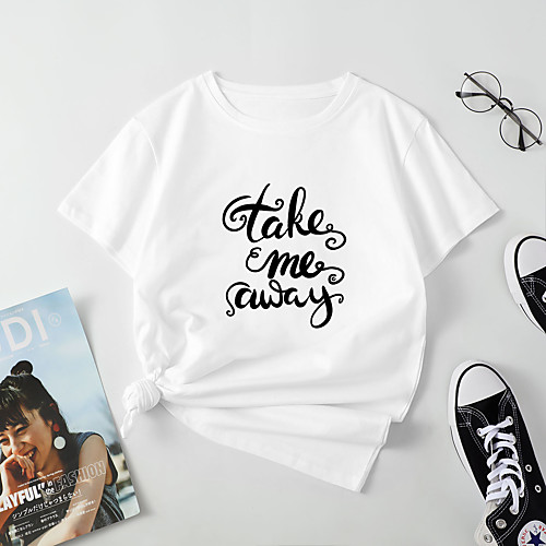 Women's T shirt Heart Letter Print Round Neck Tops Cotton Basic Basic Top White Blue Red
Women's T shirt Heart Letter Print Round Neck Tops Cotton Basic Basic Top White Blue Red