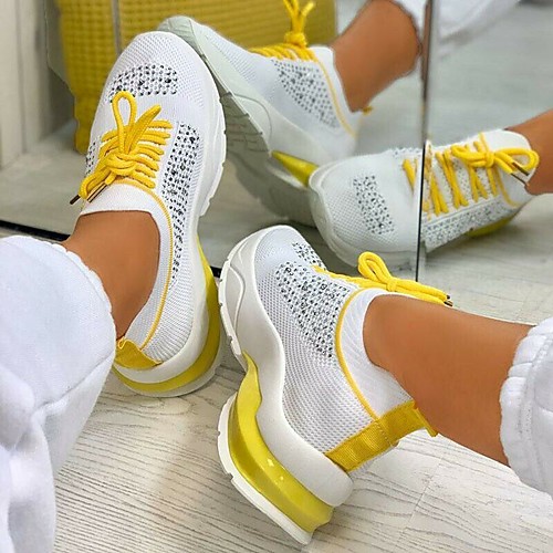 Women's Trainers Athletic Shoes Wedge Heel Round Toe Tissage Volant Rhinestone Lace-up Camouflage Black Yellow Blue
Women's Trainers Athletic Shoes Wedge Heel Round Toe Tissage Volant Rhinestone Lace-up Camouflage Black Yellow Blue