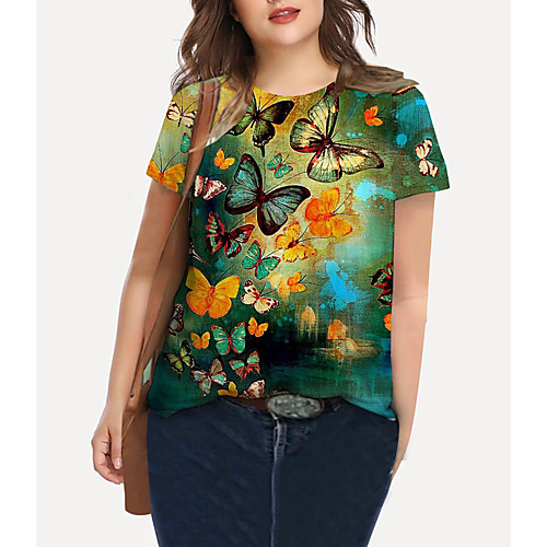 Women's Plus Size Tops T shirt Graphic Butterfly Print Short Sleeve Crewneck Basic Yellow Green Big Size XL XXL 3XL 4XL 5XL / Holiday / Going out
Women's Plus Size Tops T shirt Graphic Butterfly Print Short Sleeve Crewneck Basic Yellow Green Big Size XL XXL 3XL 4XL 5XL / Holiday / Going out
