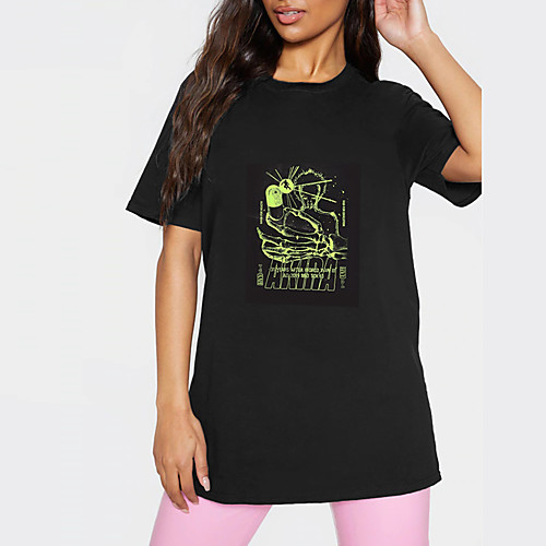Women's T shirt Portrait Letter Print Round Neck Tops 100% Cotton Basic Basic Top Black
Women's T shirt Portrait Letter Print Round Neck Tops 100% Cotton Basic Basic Top Black