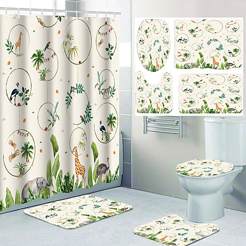 Four-piece Set of Waterproof Shower Curtain and Hook Cushion for Bathroom Casual Decoration
Four-piece Set of Waterproof Shower Curtain and Hook Cushion for Bathroom Casual Decoration