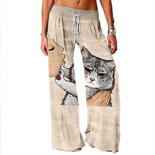 Women's Basic Soft Comfort Daily Home Chinos Pants Cat Graphic Prints Full Length Elastic Drawstring Design Print Khaki Gray
Women's Basic Soft Comfort Daily Home Chinos Pants Cat Graphic Prints Full Length Elastic Drawstring Design Print Khaki Gray
