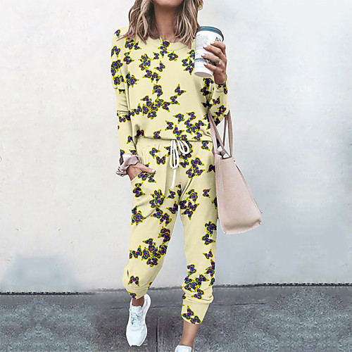 Women's Basic Streetwear Butterfly Vacation Casual / Daily Two Piece Set Tracksuit T shirt Pant Loungewear Jogger Pants Drawstring Print Tops
Women's Basic Streetwear Butterfly Vacation Casual / Daily Two Piece Set Tracksuit T shirt Pant Loungewear Jogger Pants Drawstring Print Tops