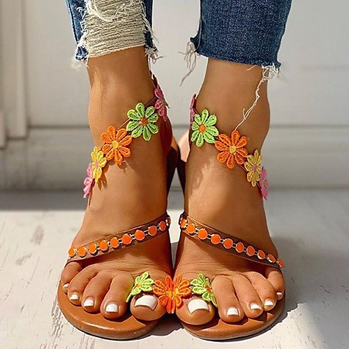Women's Sandals Boho Bohemia Beach Flat Heel Round Toe PU Lace Flower Floral Rainbow
Women's Sandals Boho Bohemia Beach Flat Heel Round Toe PU Lace Flower Floral Rainbow