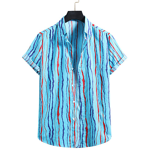 Men's Shirt Other Prints Striped Print Short Sleeve Casual Tops Hawaiian Button Down Collar Blue Yellow Red
Men's Shirt Other Prints Striped Print Short Sleeve Casual Tops Hawaiian Button Down Collar Blue Yellow Red