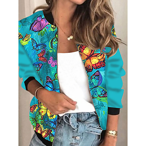Women's Jacket Daily Fall Spring Regular Coat Regular Fit Casual Jacket Long Sleeve Animal Patterned Print Blue
Women's Jacket Daily Fall Spring Regular Coat Regular Fit Casual Jacket Long Sleeve Animal Patterned Print Blue
