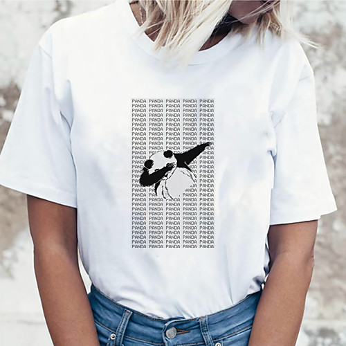 Women's T shirt Panda Animal Print Round Neck Tops 100% Cotton Basic Basic Top White Black Dark Gray
Women's T shirt Panda Animal Print Round Neck Tops 100% Cotton Basic Basic Top White Black Dark Gray