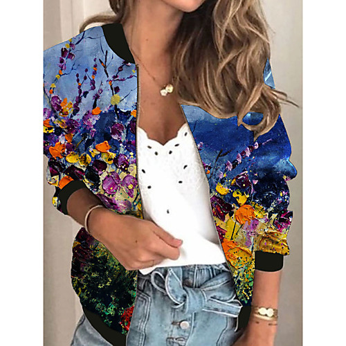 Women's Jacket Daily Spring Summer Regular Coat V Neck Regular Fit Sporty Casual Jacket Long Sleeve Floral Print Blue / Holiday
Women's Jacket Daily Spring Summer Regular Coat V Neck Regular Fit Sporty Casual Jacket Long Sleeve Floral Print Blue / Holiday