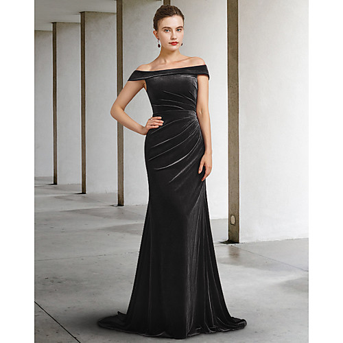 Sheath / Column Mother of the Bride Dress Elegant Off Shoulder Sweep / Brush Train Velvet Sleeveless with Draping 2021
Sheath / Column Mother of the Bride Dress Elegant Off Shoulder Sweep / Brush Train Velvet Sleeveless with Draping 2021