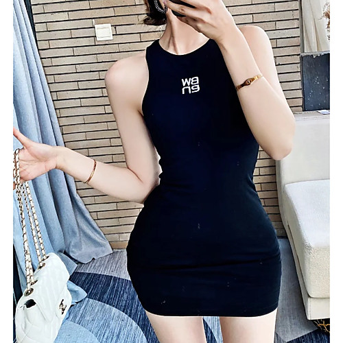 Women's Sports Dress Short Mini Dress Gray Black Sleeveless Letter Print Summer Round Neck Sexy 2021 S M / Cotton / Cotton
Women's Sports Dress Short Mini Dress Gray Black Sleeveless Letter Print Summer Round Neck Sexy 2021 S M / Cotton / Cotton
