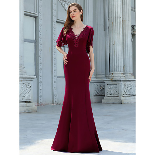 Mermaid / Trumpet V Neck Floor Length Chiffon Bridesmaid Dress with Appliques
Mermaid / Trumpet V Neck Floor Length Chiffon Bridesmaid Dress with Appliques