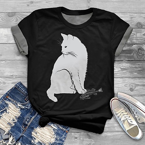 Women's Plus Size Tops T shirt Cat Graphic Animal Print Short Sleeve Crewneck Basic Black Big Size XL XXL 3XL 4XL 5XL / Holiday
Women's Plus Size Tops T shirt Cat Graphic Animal Print Short Sleeve Crewneck Basic Black Big Size XL XXL 3XL 4XL 5XL / Holiday