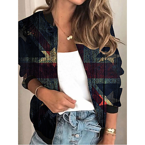 Women's Jacket Daily Spring Summer Regular Coat V Neck Regular Fit Sporty Casual Jacket Long Sleeve Print Print Black / Holiday
Women's Jacket Daily Spring Summer Regular Coat V Neck Regular Fit Sporty Casual Jacket Long Sleeve Print Print Black / Holiday